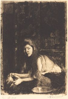 Woman with a Vase (La femme au vase), 1894. Creator: Paul Albert Besnard