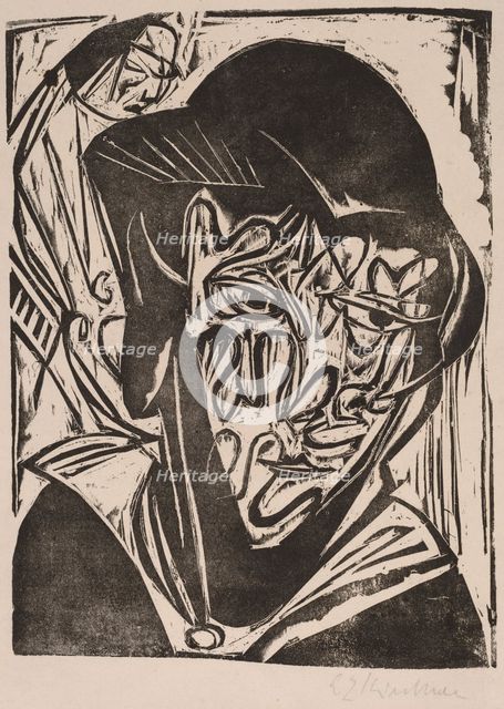 Woman with a Veil, 1915. Creator: Ernst Kirchner.