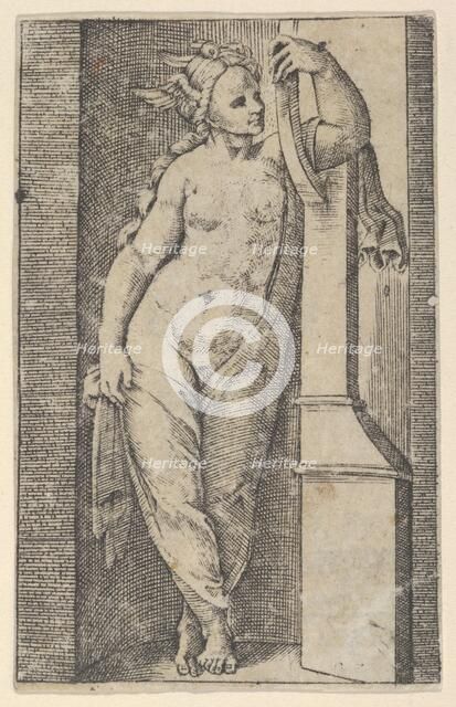 Woman with a winged head standing in a niche, ca. 1510-27. Creator: Marcantonio Raimondi.