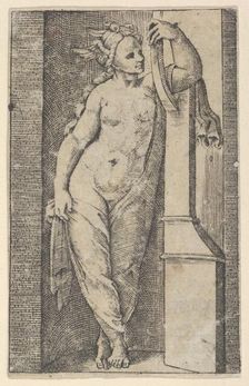 Woman with a winged head standing in a niche, ca. 1510-27. Creator: Marcantonio Raimondi