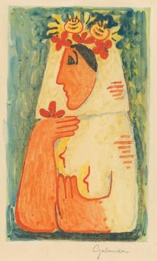 Woman with a wreath, around 1937. Creator: Mikulas Galanda