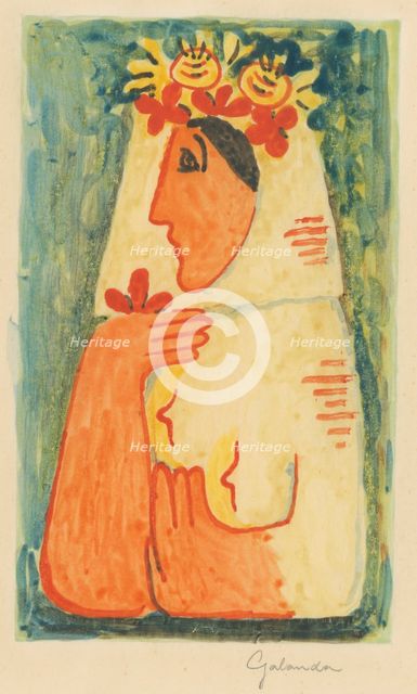 Woman with a wreath, around 1937. Creator: Mikulas Galanda.