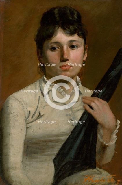 Woman with an umbrella, 1886. Creator: Jozef Hanula.