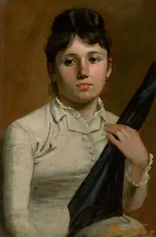 Woman with an umbrella, 1886. Creator: Jozef Hanula