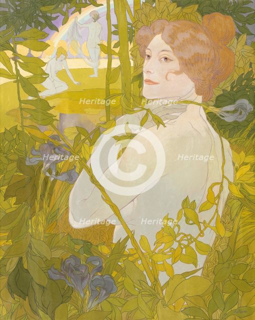 Woman with an Iris, 1890s. Creator: Georges de Feure.