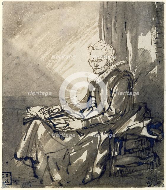 Woman with an Open Book on her Lap, ca 1639. Artist: Rembrandt van Rhijn (1606-1669)