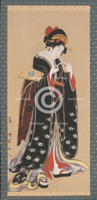 Woman with Battledore and Shuttlecock, 1815-20. Creator: Torii Kiyotomo.