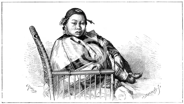 Woman with bound feet, China, 19th century. Artist: E Ronjat