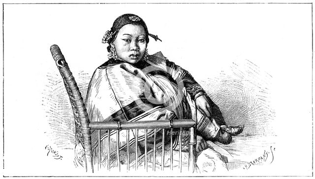 Woman with bound feet, China, 19th century. Artist: E Ronjat