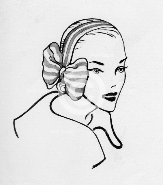 Woman with bow, c1950. Creator: Shirley Markham.