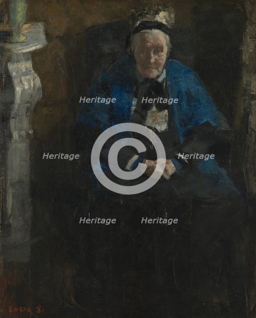 Woman with Blue Shawl, 1881. Creator: James Ensor.