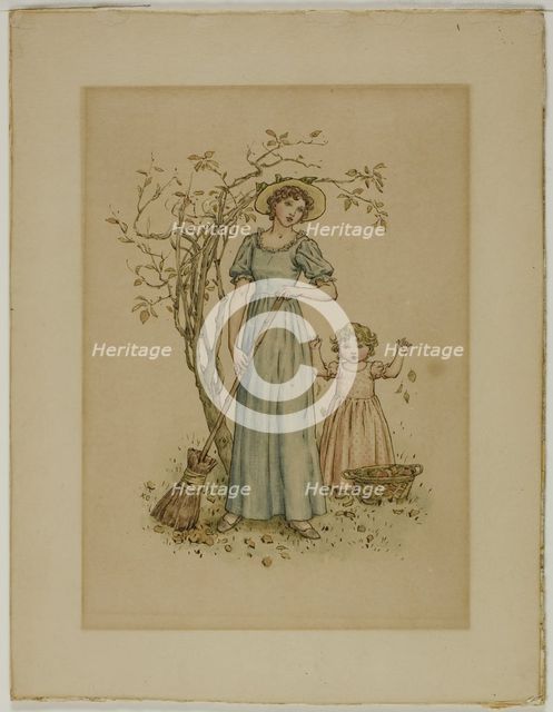 Woman with Broom and Little Girl, n.d. Creator: Catherine Greenaway.