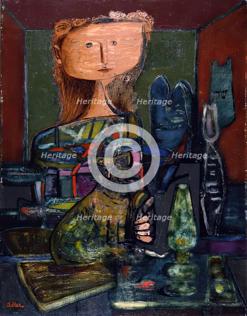 Woman with Cat, 1944. Creator: Jankel Adler.