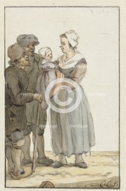 Woman with child with two men, 1758-1808. Creator: Christina Chalon.
