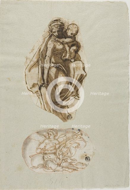 Woman with Child, and Pheme, 1576-1641. Creator: Lazzaro Tavarone.