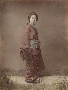 Woman with Closed Umbrella, 1870s-1890s. Creator: Kusakabe Kimbei