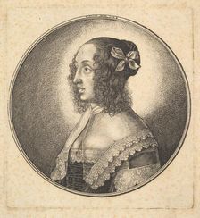 Woman with dark hair and a bow in profile to the left, 1642. Creator: Wenceslaus Hollar