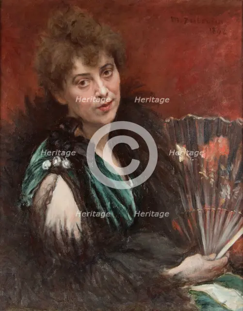 Woman with fan, 1892. Creator: Desboutin, Marcellin Gilbert (1823-1902).