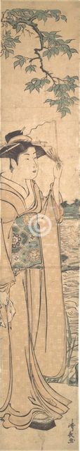 Woman with Fan on the Banks of the Sumida River. Creator: Torii Kiyonaga.