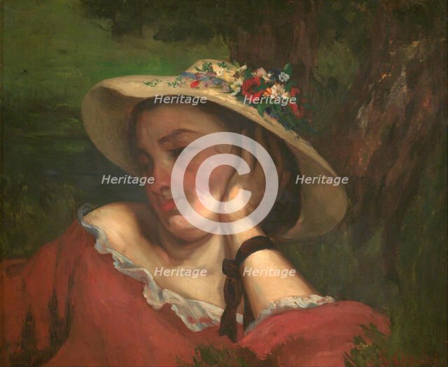 Woman with Flowers on Her Hat. Artist: Courbet, Gustave (1819-1877)