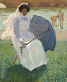 Woman with Green Parasol, 1908. Creator: Frederick F. Fursman