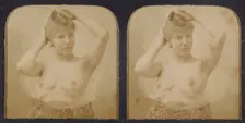 Woman with hands over head, breasts exposed, 1855-1860. Creator: Unknown