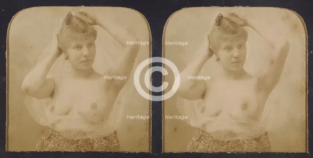 Woman with hands over head, breasts exposed, 1855-1860. Creator: Unknown.