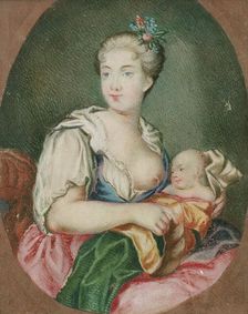 Woman with infant at her breast, c18th century. Creator: Unknown
