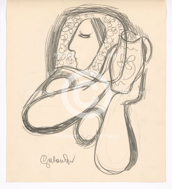 Woman with jug, 1938. Creator: Mikulas Galanda.