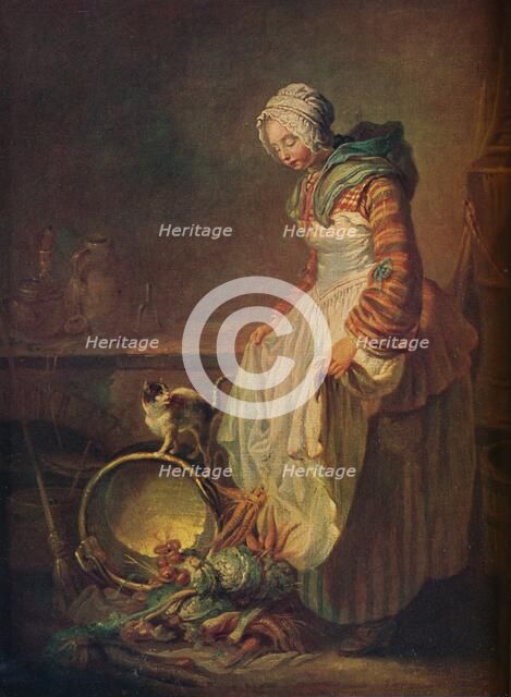 'Woman with Kitten', 18th century. Artist: Jean-Simeon Chardin.