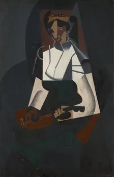 Woman with Mandolin, after Corot, 1916. Creator: Juan Gris