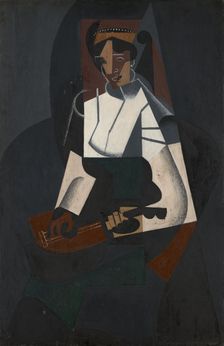 Woman with Mandolin, after Corot, 1916. Creator: Juan Gris