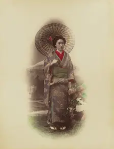 Woman with Parasol, 1870s-1890s. Creator: Kusakabe Kimbei