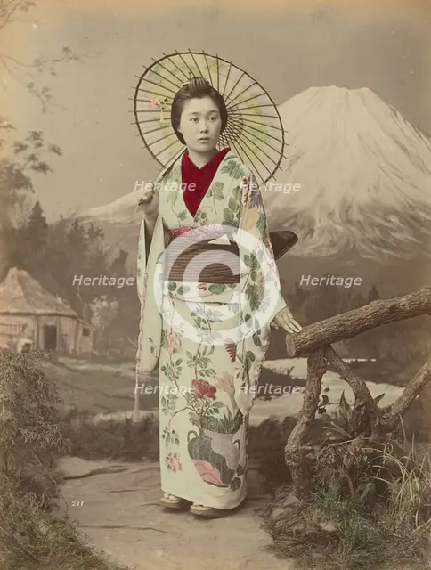 Woman with Parasol, 1880s-1890s. Creator: Kusakabe Kimbei.