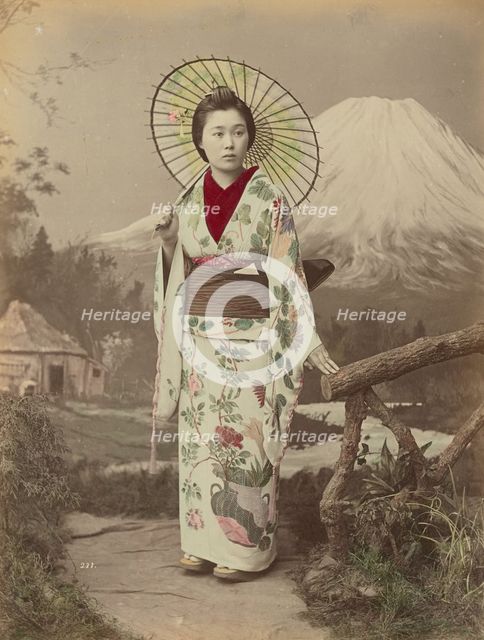 Woman with Parasol, 1880s-1890s. Creator: Kusakabe Kimbei.