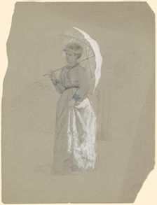 Woman with Parasol, c. 1870. Creator: Enoch Wood Perry