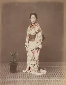 Woman with Potted Plant, 1870s-1890s. Creator: Kusakabe Kimbei