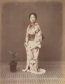 Woman with Potted Plant, 1870s-1890s. Creator: Kusakabe Kimbei