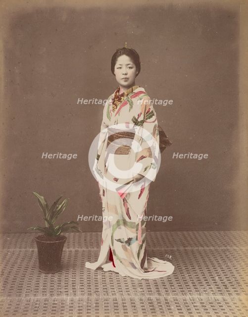Woman with Potted Plant, 1870s-1890s. Creator: Kusakabe Kimbei.