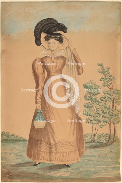 Woman with Plumed Hat, c. 1825. Creator: Unknown.