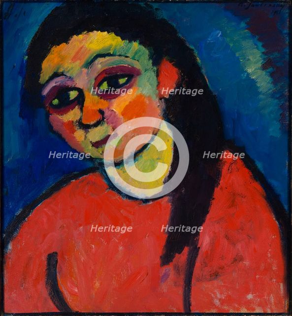 Woman with red blouse, 1911.