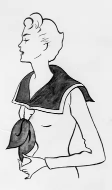 Woman with sailor top, c1950. Creator: Shirley Markham