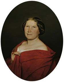 Woman with salmon red cape, 1861. Creator: Ferdinand Georg Waldmuller