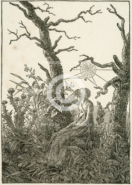 Woman with Spider's Web Between Bare Trees, 1803. Creator: Caspar David Friedrich.