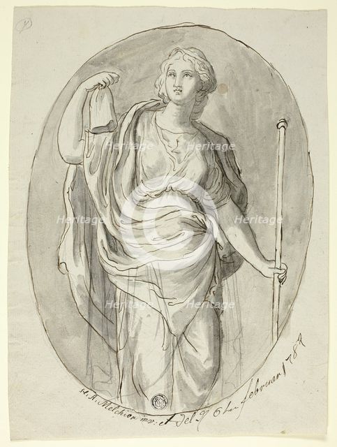 Woman with Staff and Phrygian Cap, 1787. Creator: Heinrich Anton Melchior.