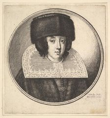 Woman with stiff lace collar and flat-crowned fur hat, 1645. Creator: Wenceslaus Hollar