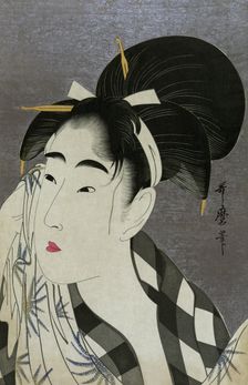 Woman wiping sweat, 1798. Artist: Utamaro, Kitagawa (1753-1806)