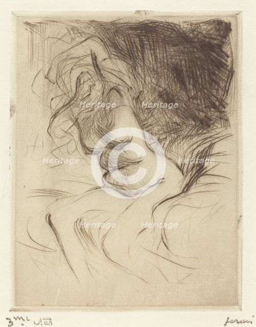 Woman Taking Off Her Chemise, c. 1910. Creator: Jean Louis Forain.