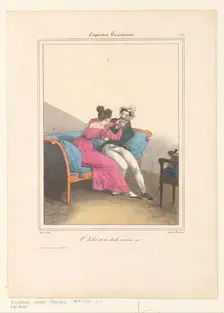 Woman teases her lover, 1827-1828. Creator: Francis Conscience