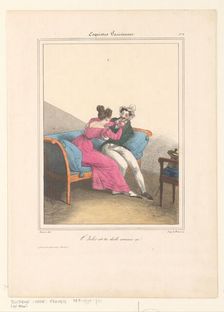 Woman teases her lover, 1827-1828. Creator: Francis Conscience